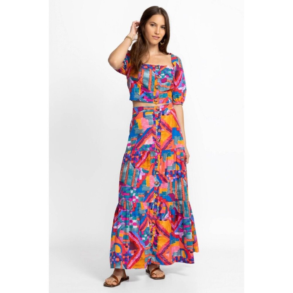 Johnny Was Summer Daydream Maxi Skirt Cotton Poplin XL NWT Boho - Picture 2 of 9